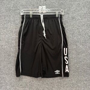 Umbro Shorts Mens Small Black USA Athletic Soccer Gym Training Activewear